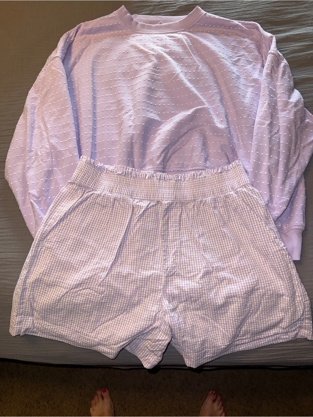 Women's Aerie Take It Easy Crew & Good Day Short  - Lavender, Lightweight set